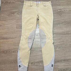 Tredstep Symphony Tan Riding Breeches Suede Knee Patch Womens 26L Equestrian
